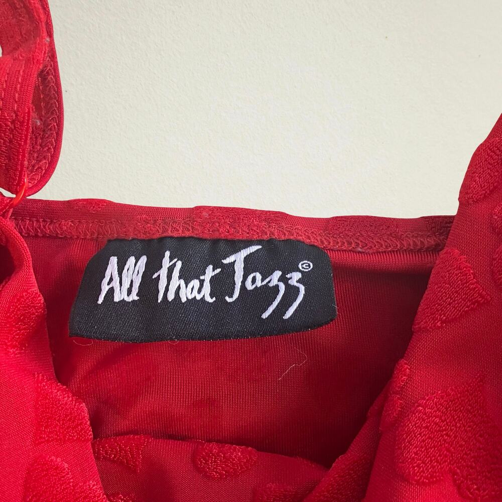 Vintage red heart cowl neck camisole with lettuce hem, All That Jazz, valentine - Picture 5 of 5